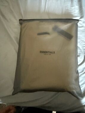 Essentials Neutral Taupe Crewneck with Minimal Back Patch